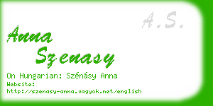 anna szenasy business card