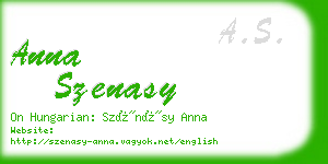 anna szenasy business card